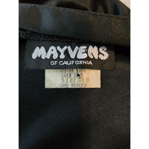 Vintage 80s Mayvens of California Black & Silver Ruched Cocktail Dress | Size 18 - Picture 5 of 8